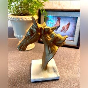 Metal Horse Head on Marble Base